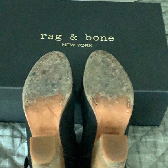 Rag and Bone Black Harrow Suede Stacked Heel Boots/Booties - Picture 4 of 5